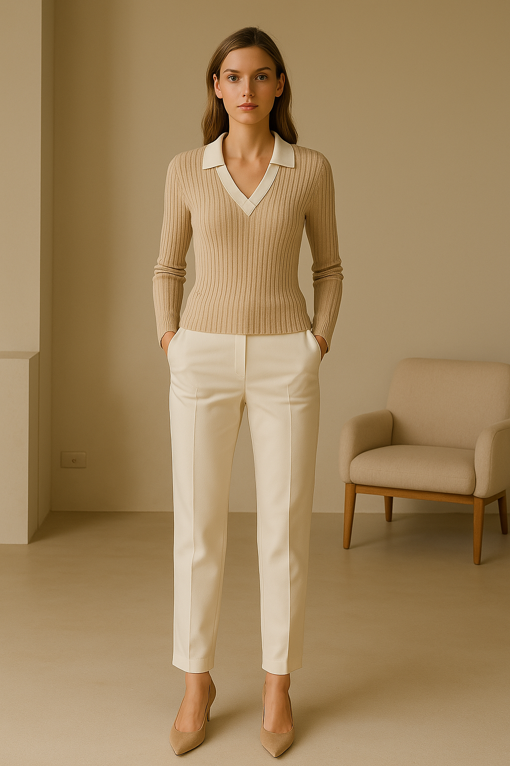 Old Money Knitted Woolen Slim Rib Knit Polo Sweater