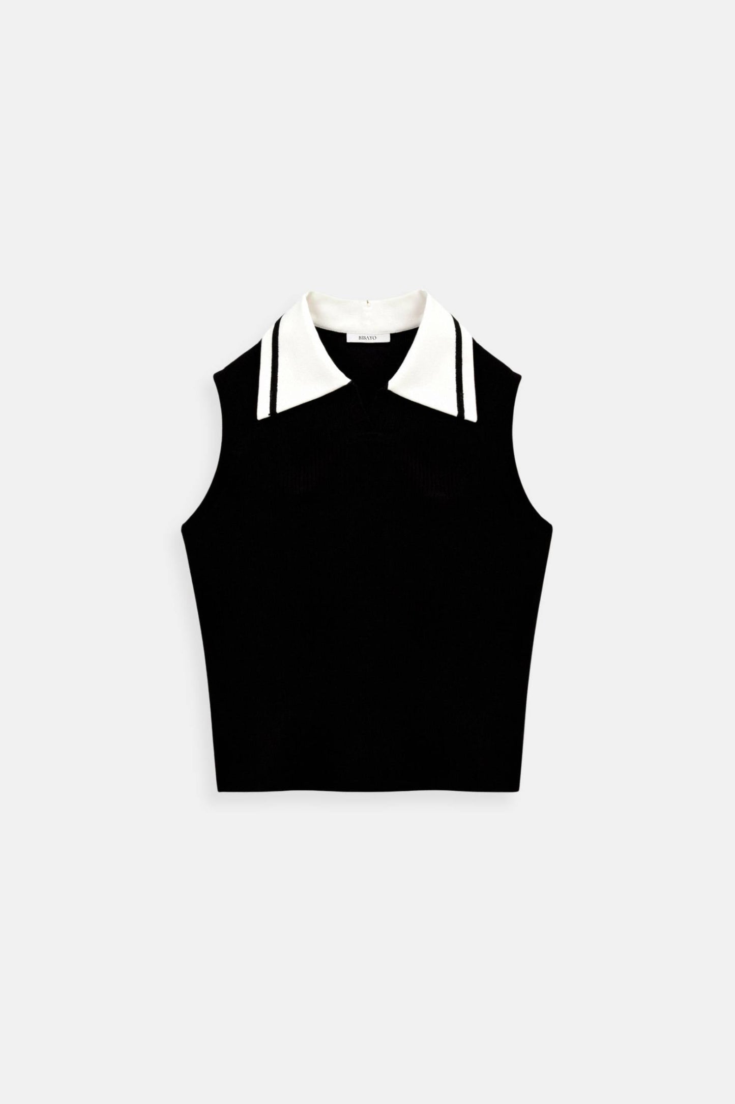 Old Money Sleeveless Knitted Color Block Collared Sweater Vest