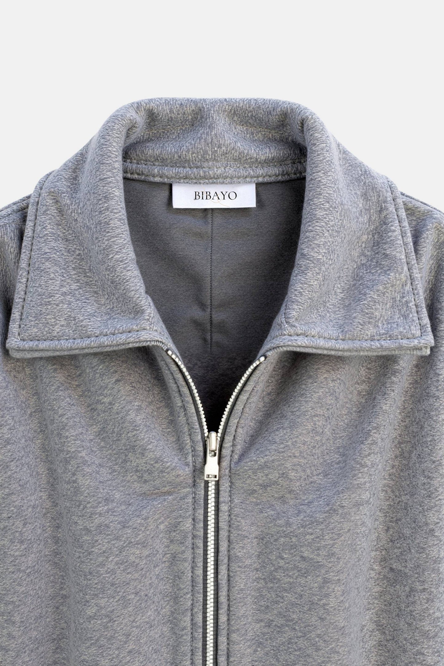 Old Money Elegant Plain Color Zip Up Tweed Jacket