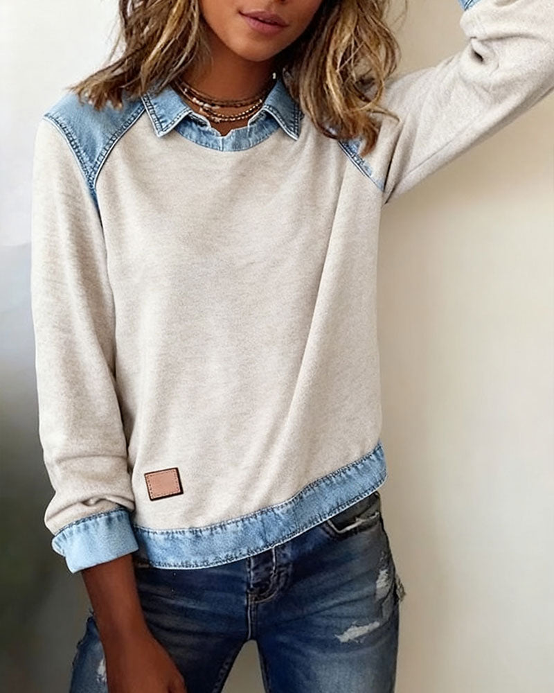 Fashionable long-sleeved blouse with lapel