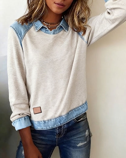 Fashionable long-sleeved blouse with lapel