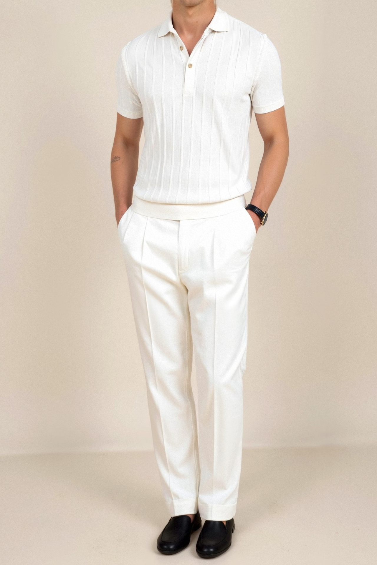 Old Money Vertical Striped Chic Button Up Polo T-Shirt